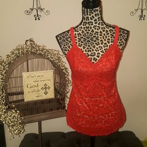Red Sheer Lace Cami